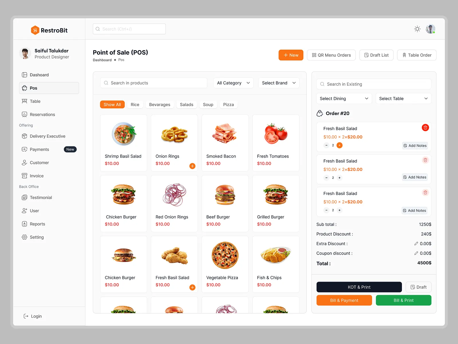 Bar & restaurant website